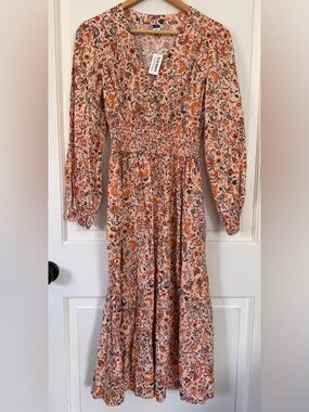 NWT Old Navy size s floral long sleeve midi dress